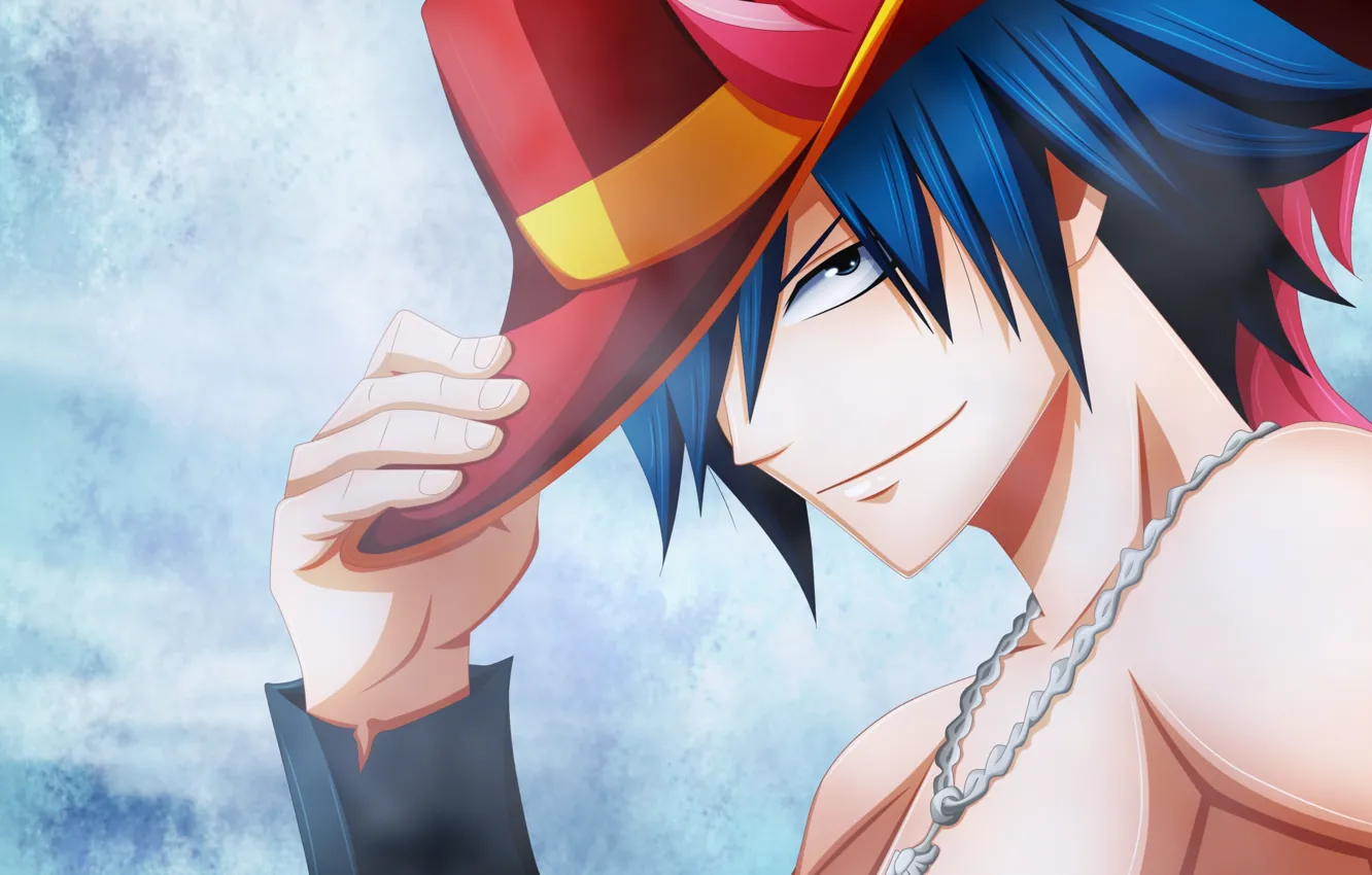 Photo wallpaper hat, anime, art, pendant, guy, Fairy Tail, Tale of fairy tail, linkzerx9