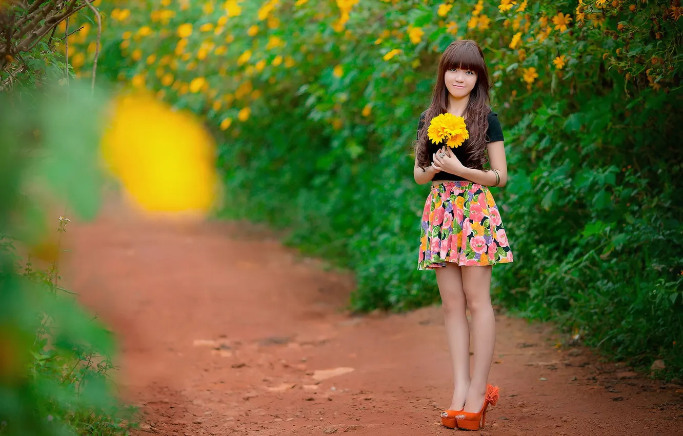 Photo wallpaper girl, background, Asian