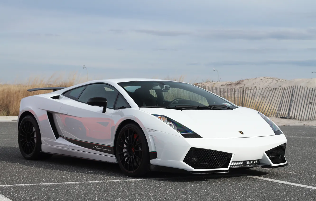 Photo wallpaper white, Lamborghini, white, Superleggera, Gallardo, black, side view, Lamborghini