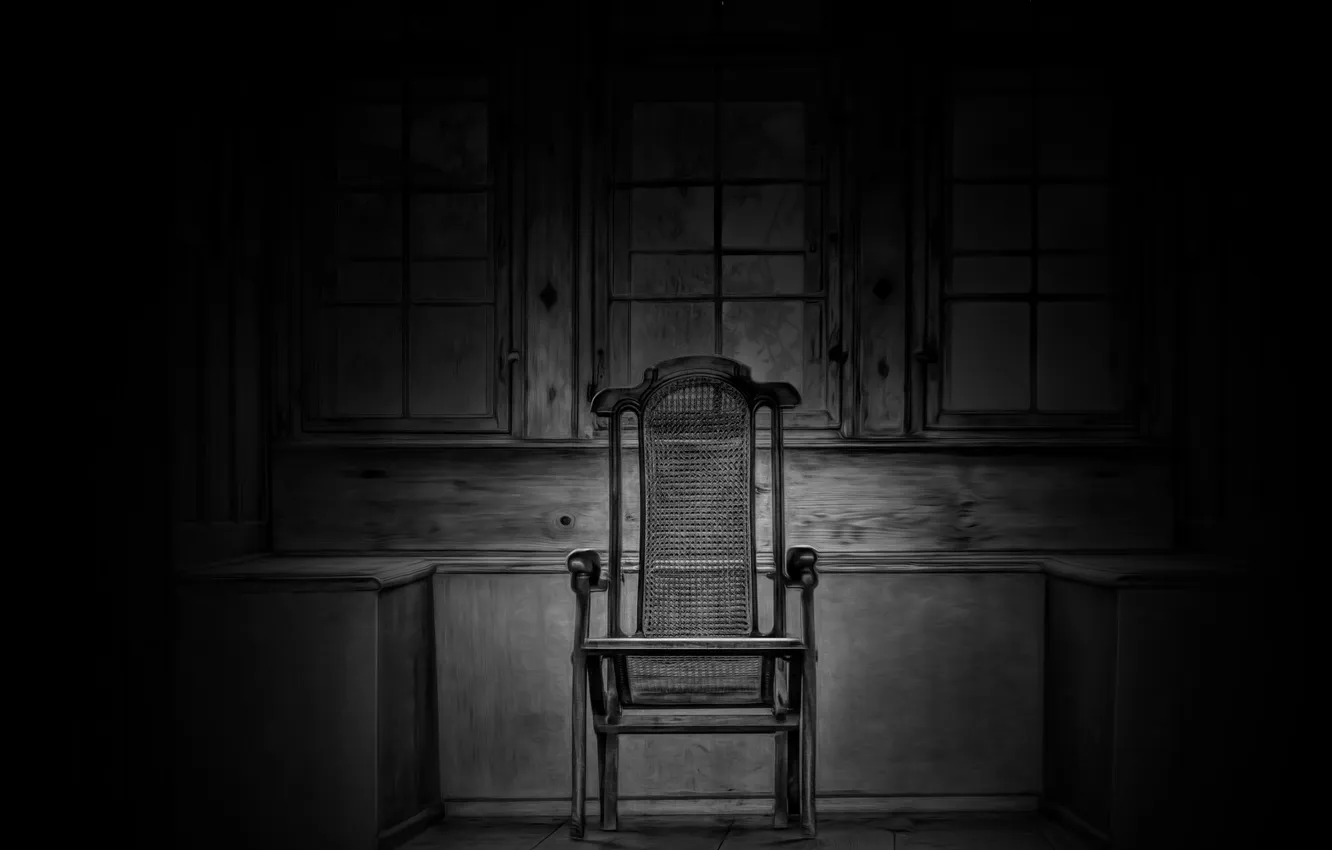 Photo wallpaper white, chair, black, Viva Emptiness