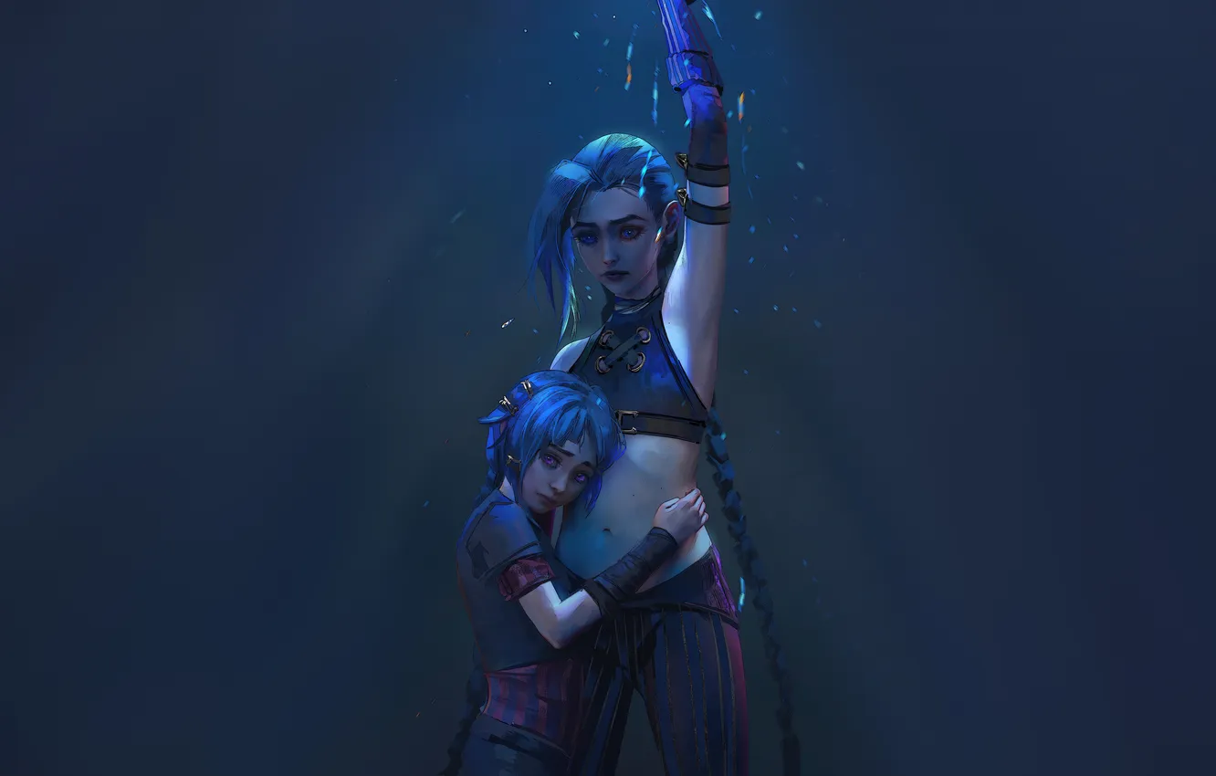 Photo wallpaper background, girl, League of Legends, LoL, Jinx, Game Art, Playful Mayhem