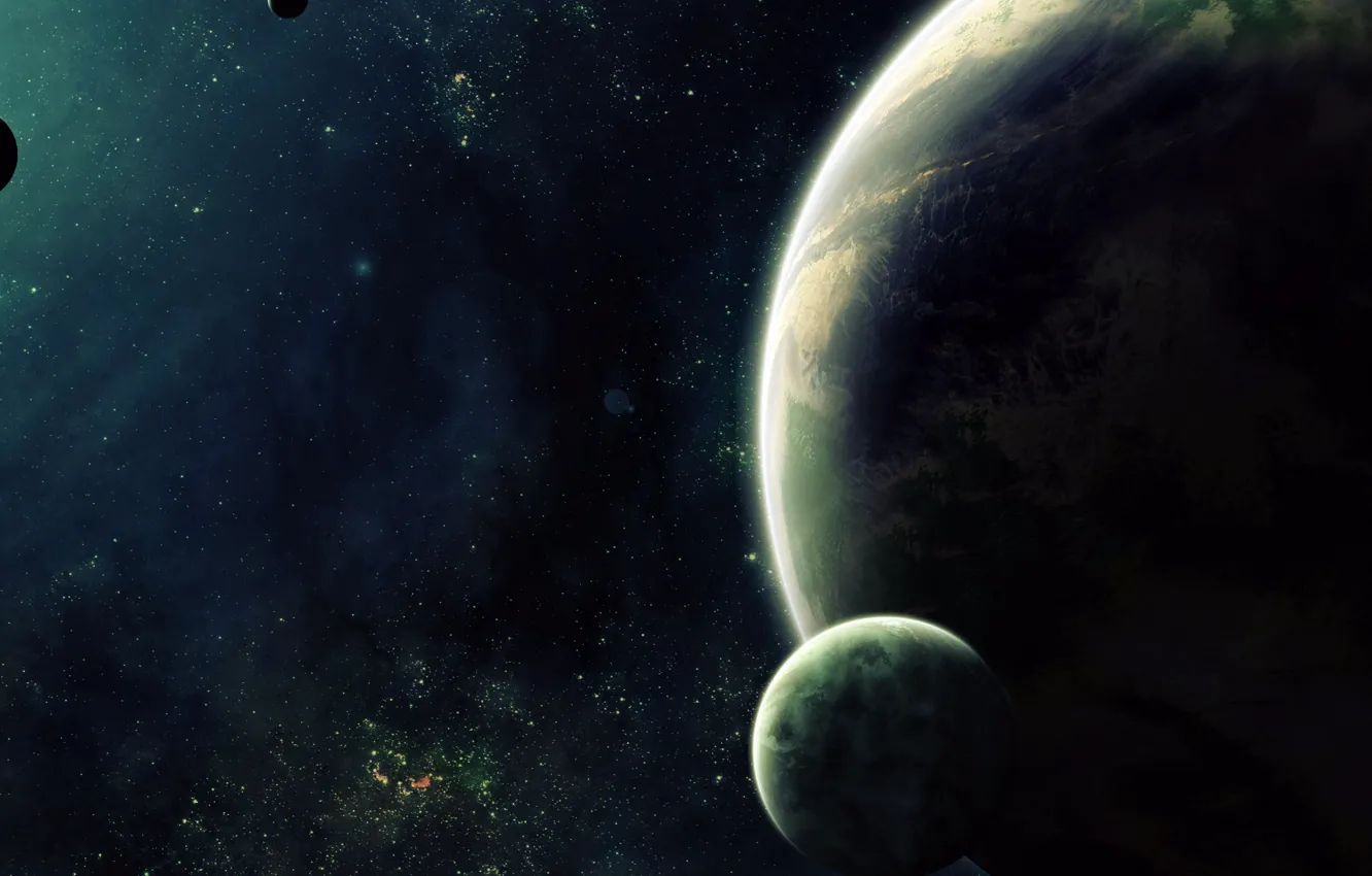 Photo wallpaper dark, planets, sci fi