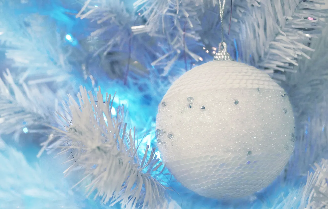 Photo wallpaper branches, holiday, balls, toy, tree