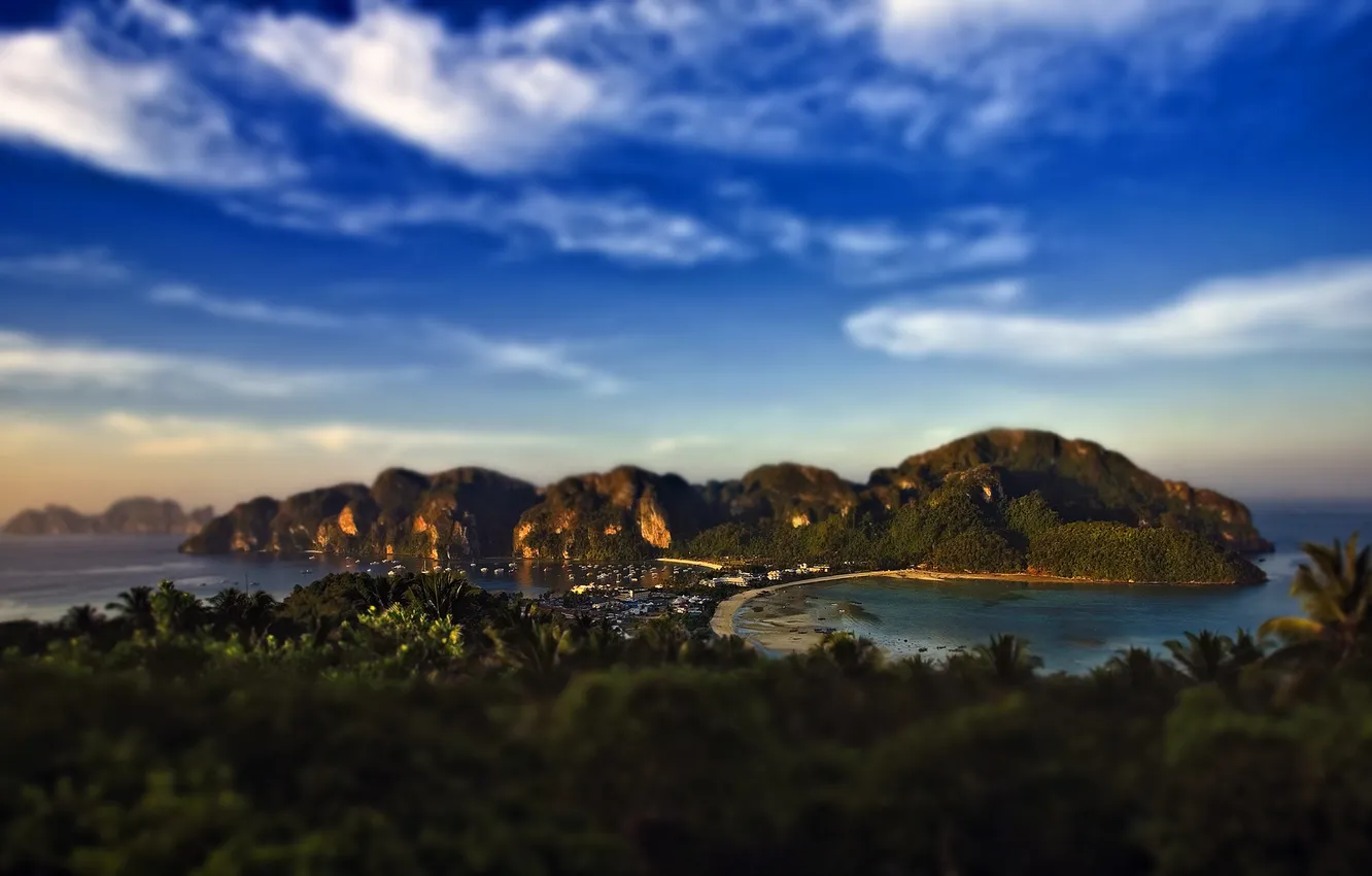 Photo wallpaper sea, Islands, landscapes, view, Bay, jungle, space, Laguna