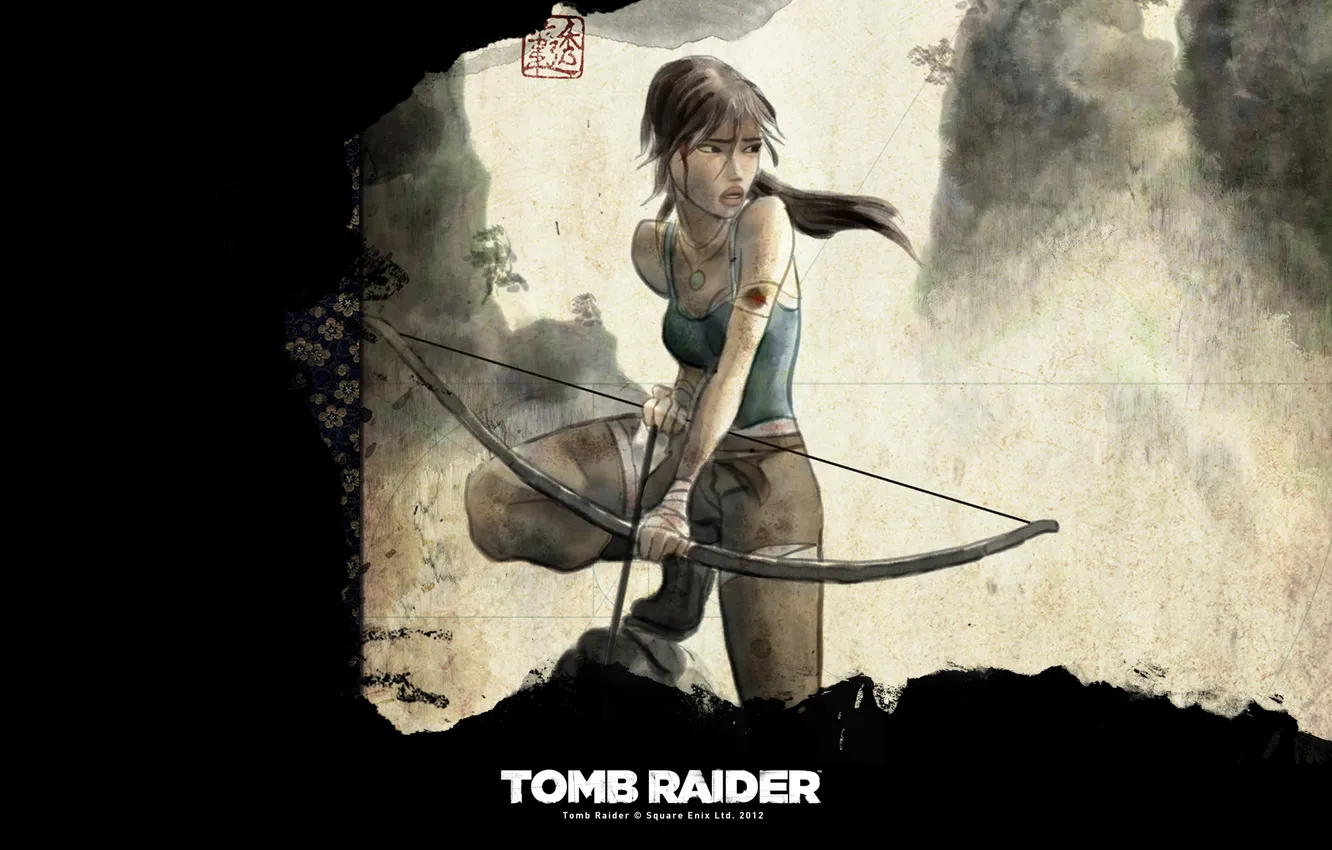 Photo wallpaper girl, bow, art, Tomb Raider, Lara Croft, Lara Croft, tomb raider