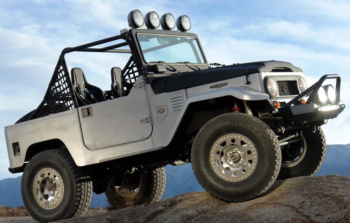 Photo wallpaper the sky, rocks, tuning, Toyota, side view, tuning, Toyota, Low