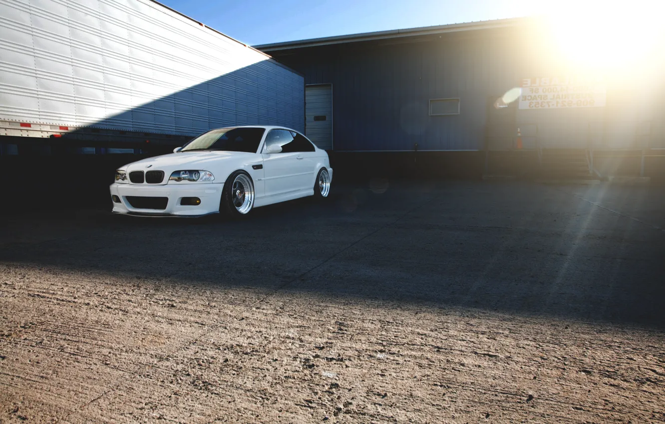 Photo wallpaper white, the sun, bmw, BMW, shadow, white, Blik, e46