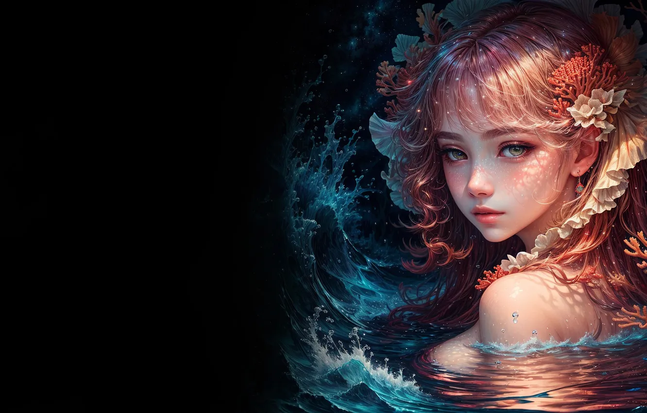 Photo wallpaper water, girl, mermaid