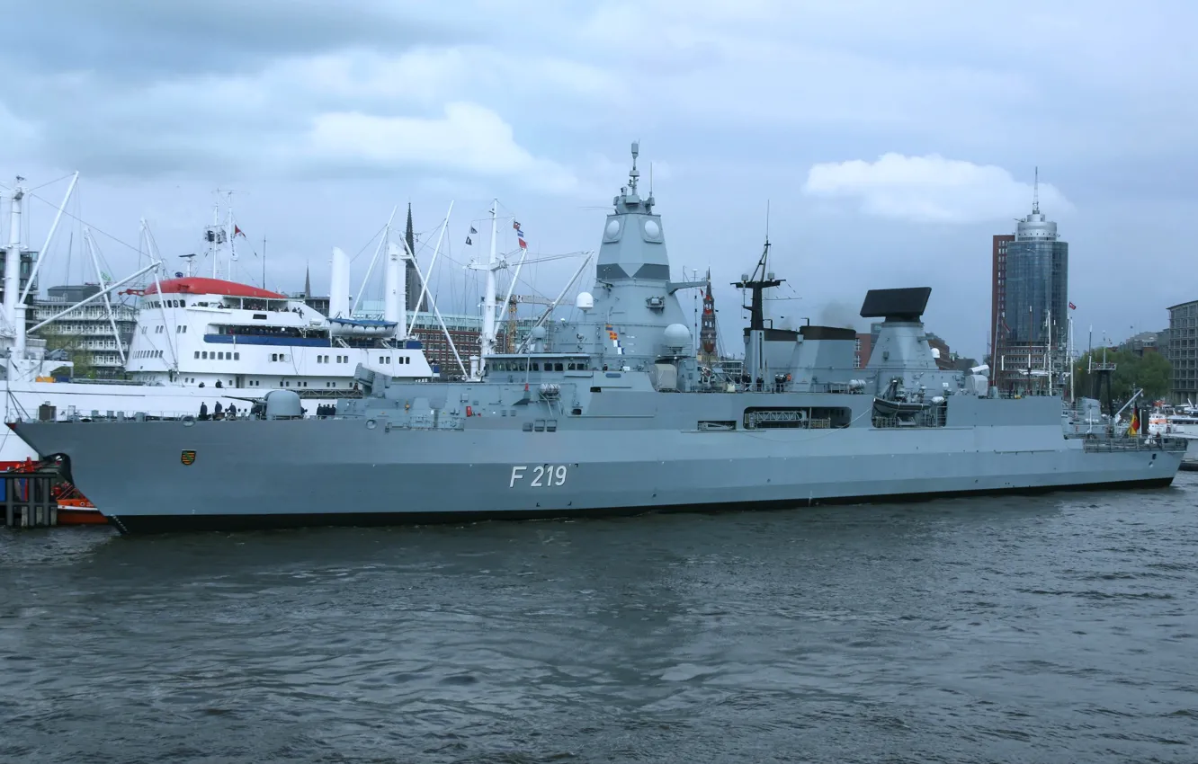 Photo wallpaper frigate, The German Navy, Saxony, F 219