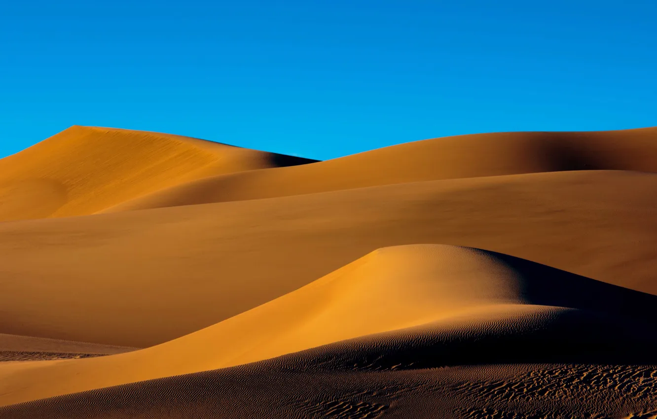 Photo wallpaper sand, the sky, light, blue, hills, desert, shadow, slope