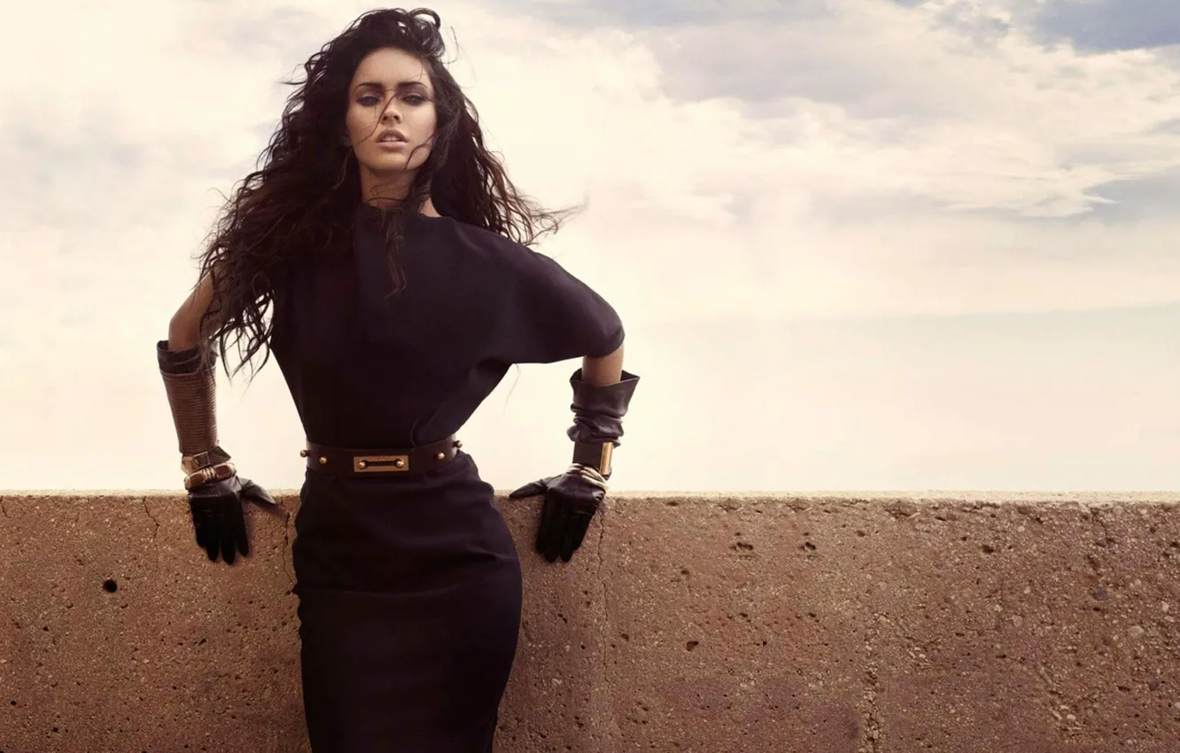 Photo wallpaper eyes, look, girl, Megan Fox, Megan Fox, hair, dress