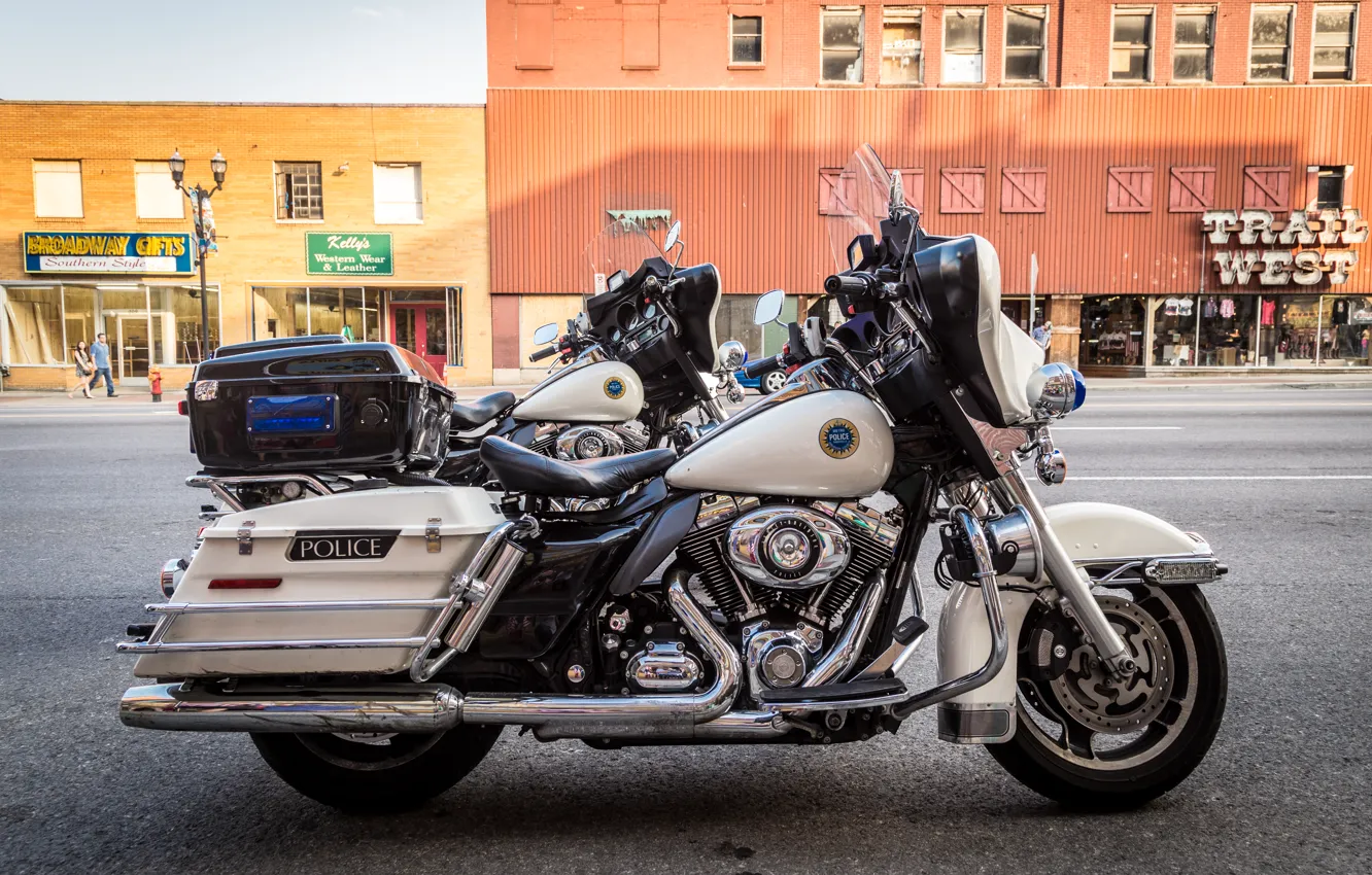 Photo wallpaper motorcycles, Harley-Davidson, police, highway patrol