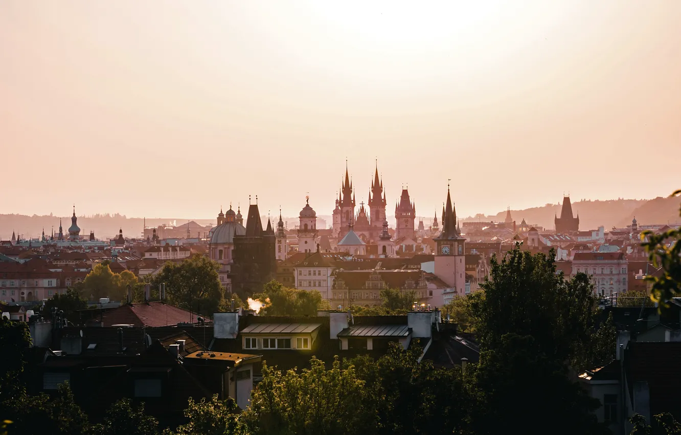 Photo wallpaper Prague, Czech Republic, panorama