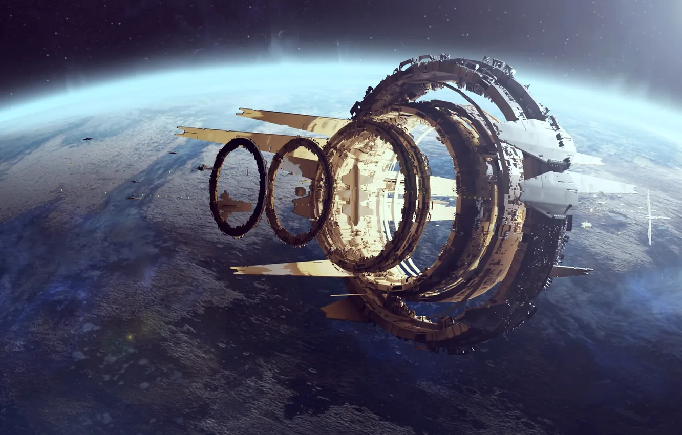 Photo wallpaper space, fantasy, science fiction, sci-fi, planet, digital art, artwork, fantasy art