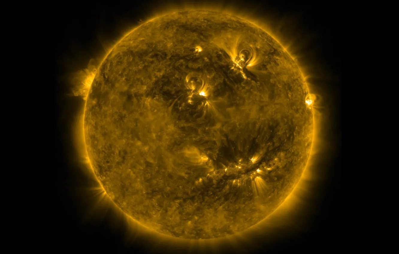Photo wallpaper the sun, stars, prominence