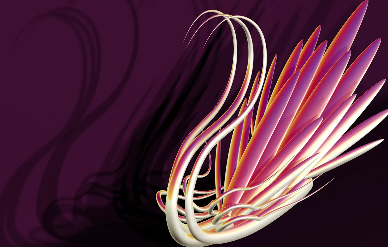 Photo wallpaper line, abstraction, swans