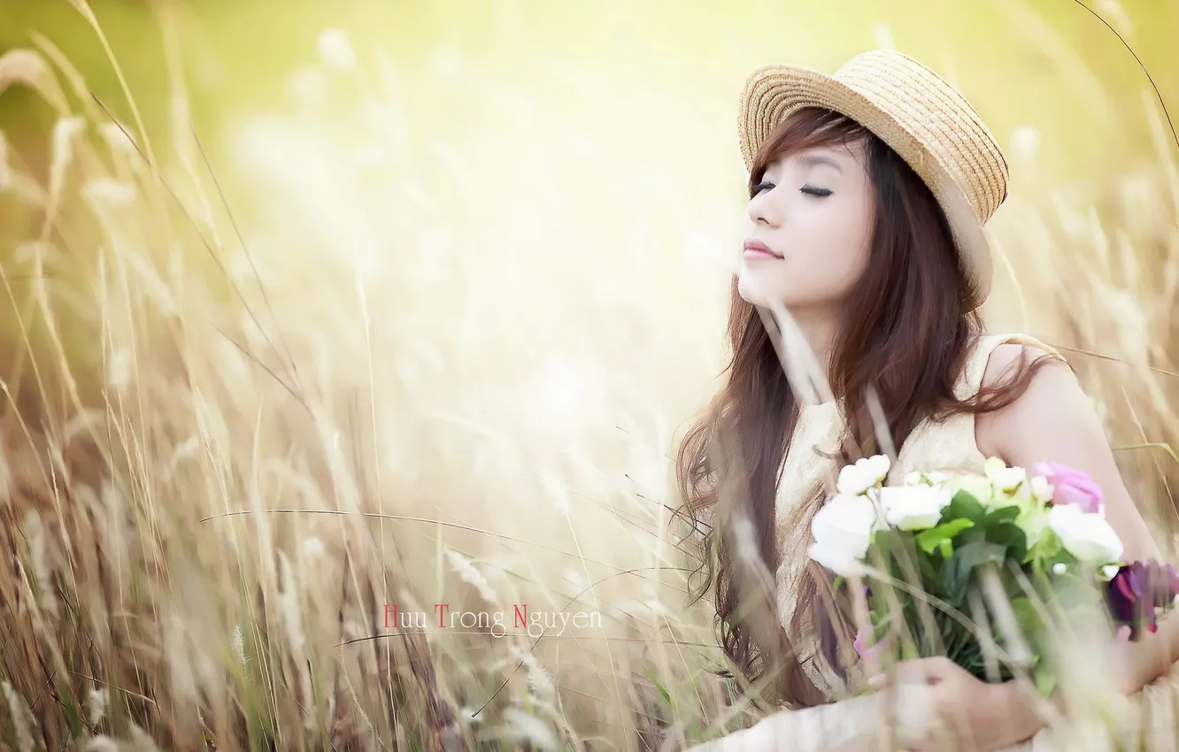 Photo wallpaper girl, light, Asian