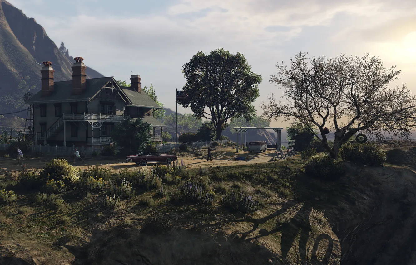 Photo wallpaper trees, home, Los Santos, gta 5
