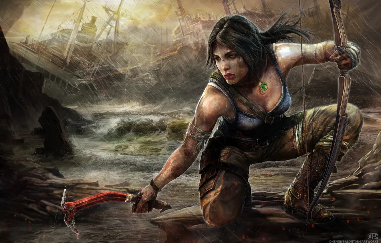 Photo wallpaper bow, pendant, Tomb Raider, Lara Croft, Lara Croft