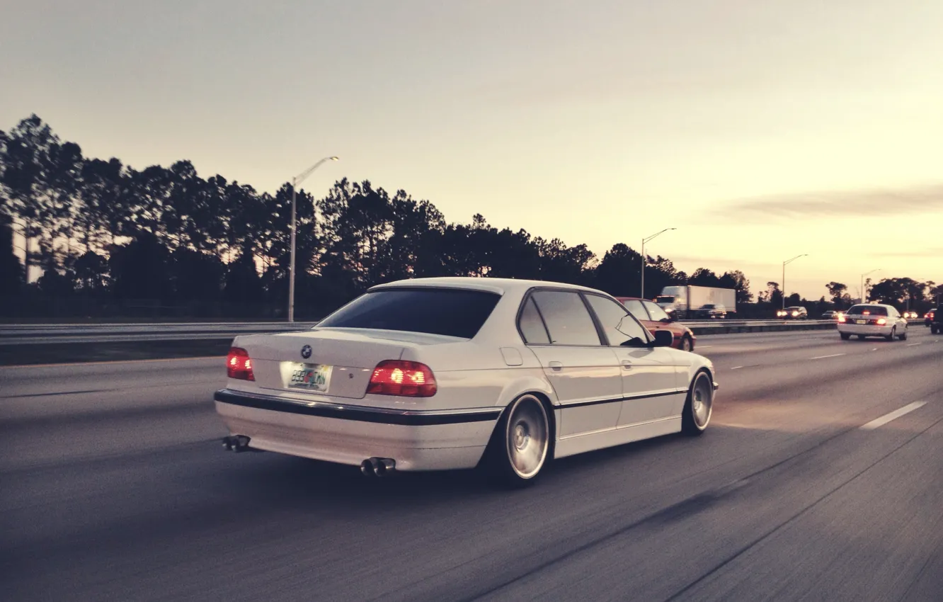 Photo wallpaper bmw, BMW, speed, white, white, e38, 750il, bimmer