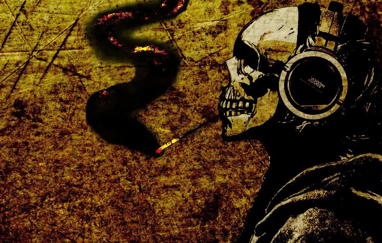 Photo wallpaper skull, texture, cigarette, smokes