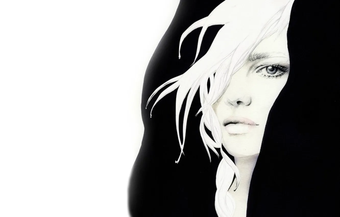 Photo wallpaper white, look, girl, black