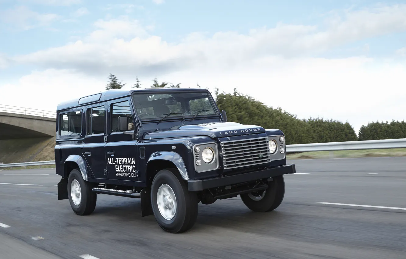 Photo wallpaper highway, prototype, Land Rover, Defender, 2013, All-terrain Electric Research Vehicle