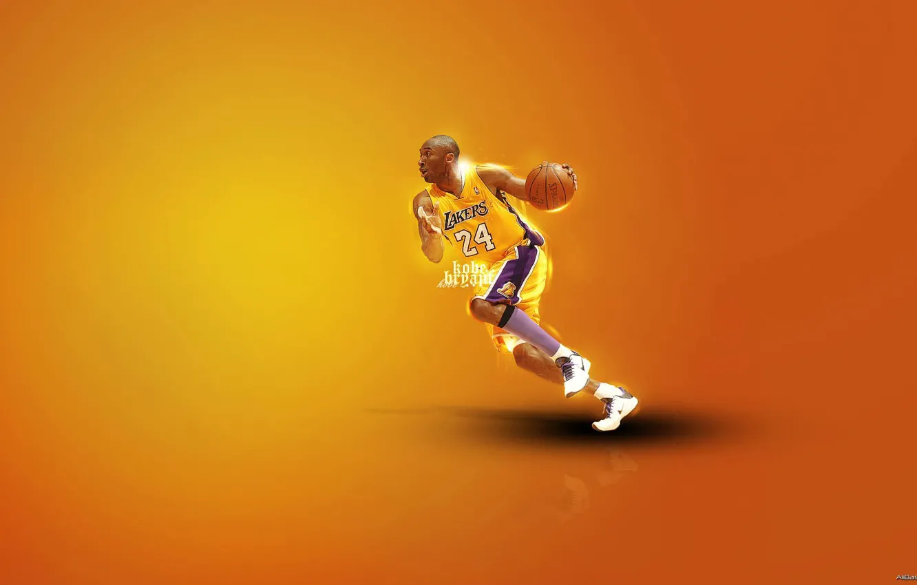 Photo wallpaper basketball, NBA, Kobe Bryant, Black Mamba, dribbling, Los-Angeles Lakers