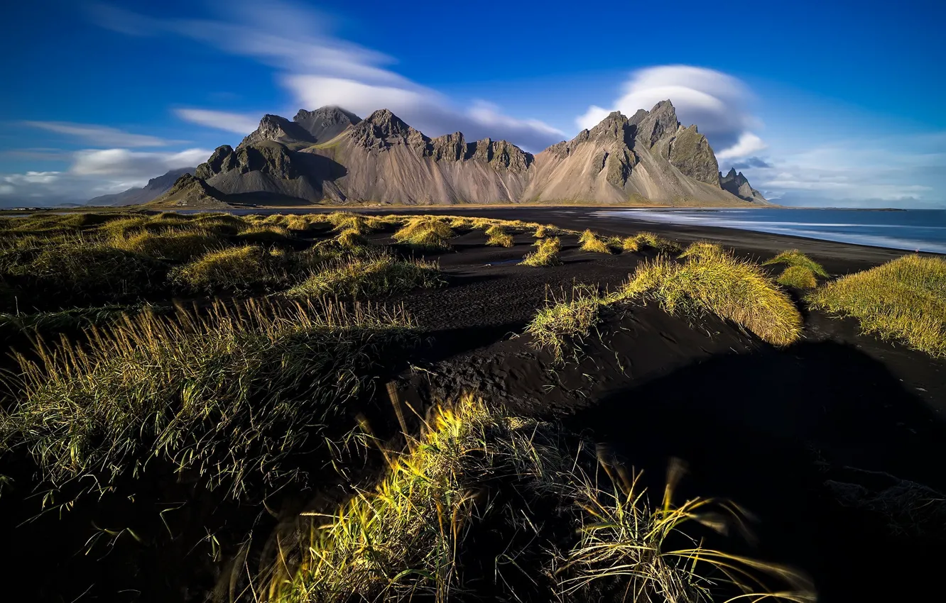 Photo wallpaper clouds, nature, rocks, Iceland