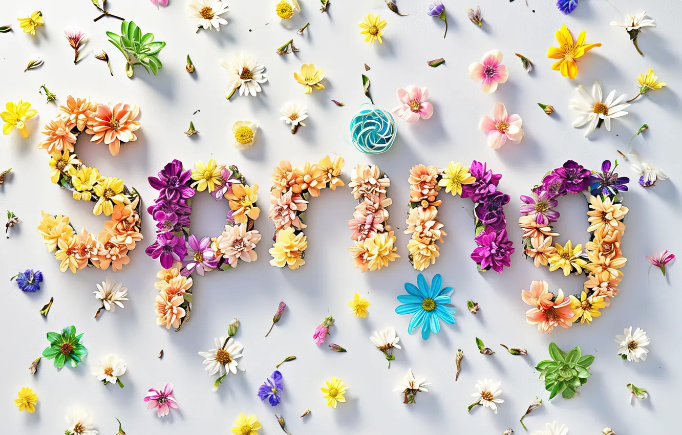 Photo wallpaper flowers, spring, colorful, flowers, spring