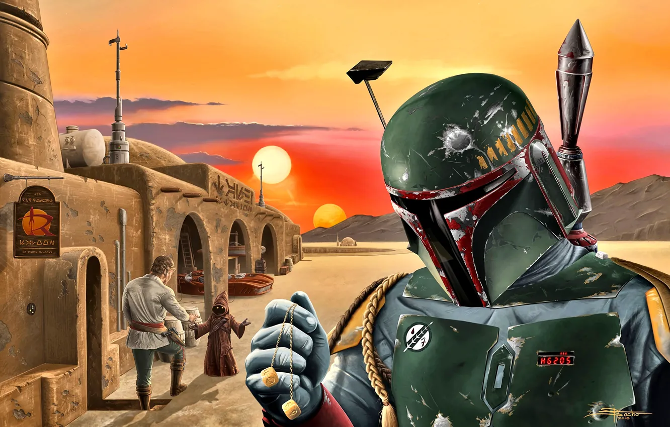 Photo wallpaper Star Wars, Boba Fett, the bounty hunter, Tatooine, Java