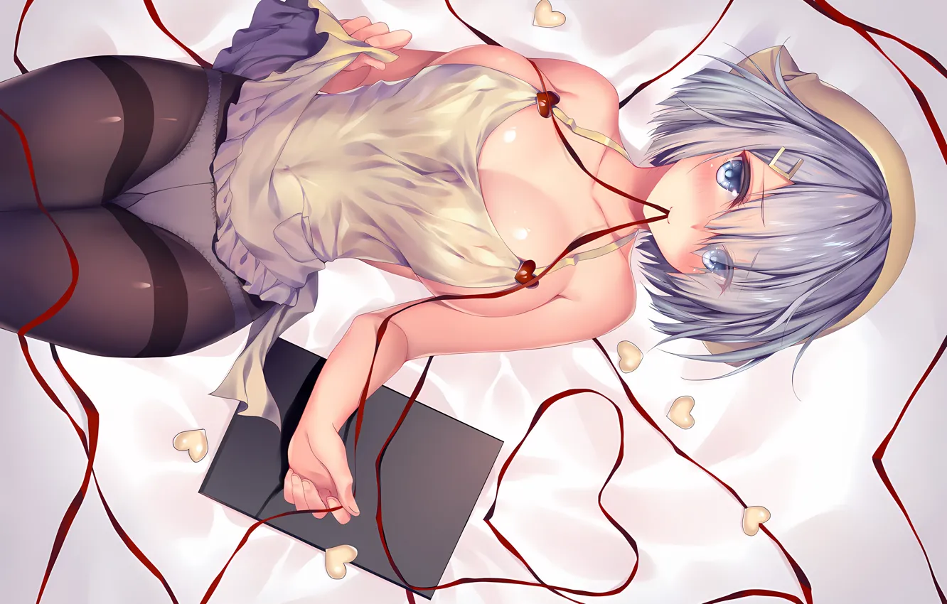 Photo wallpaper girl, sexy, lingerie, cleavage, blouse, panties, boobs, anime