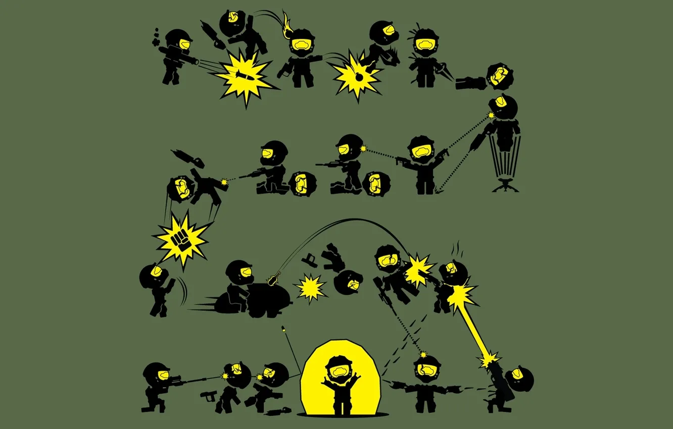 Photo wallpaper men, battle, Halo, figures