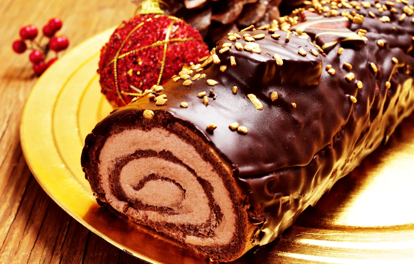 Photo wallpaper new year, chocolate, cake, cake, dessert, chocolate, dessert, roll