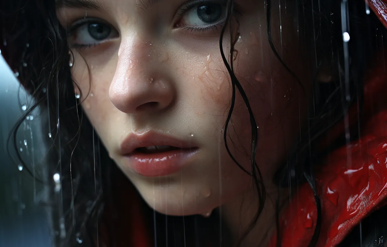 Photo wallpaper girl, face, portrait, girl, AI art, The Art of Artificial Intelligence, neural network