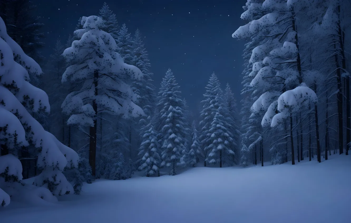 Photo wallpaper winter, frost, forest, snow, trees, nature, winter, tree