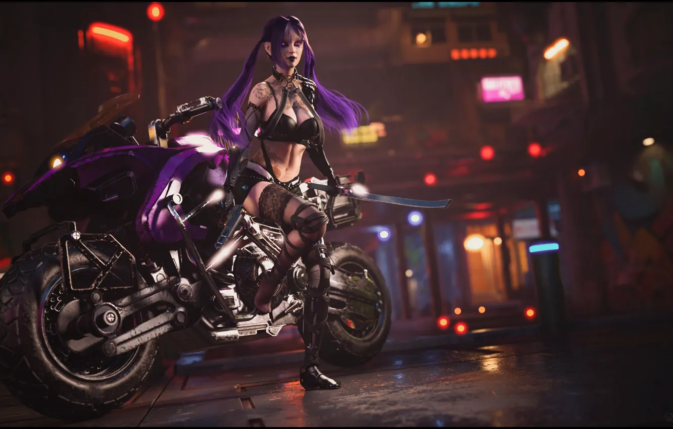 Photo wallpaper look, girl, game, characters, Kira, Cyberpunk, Desert Stalker, zetan
