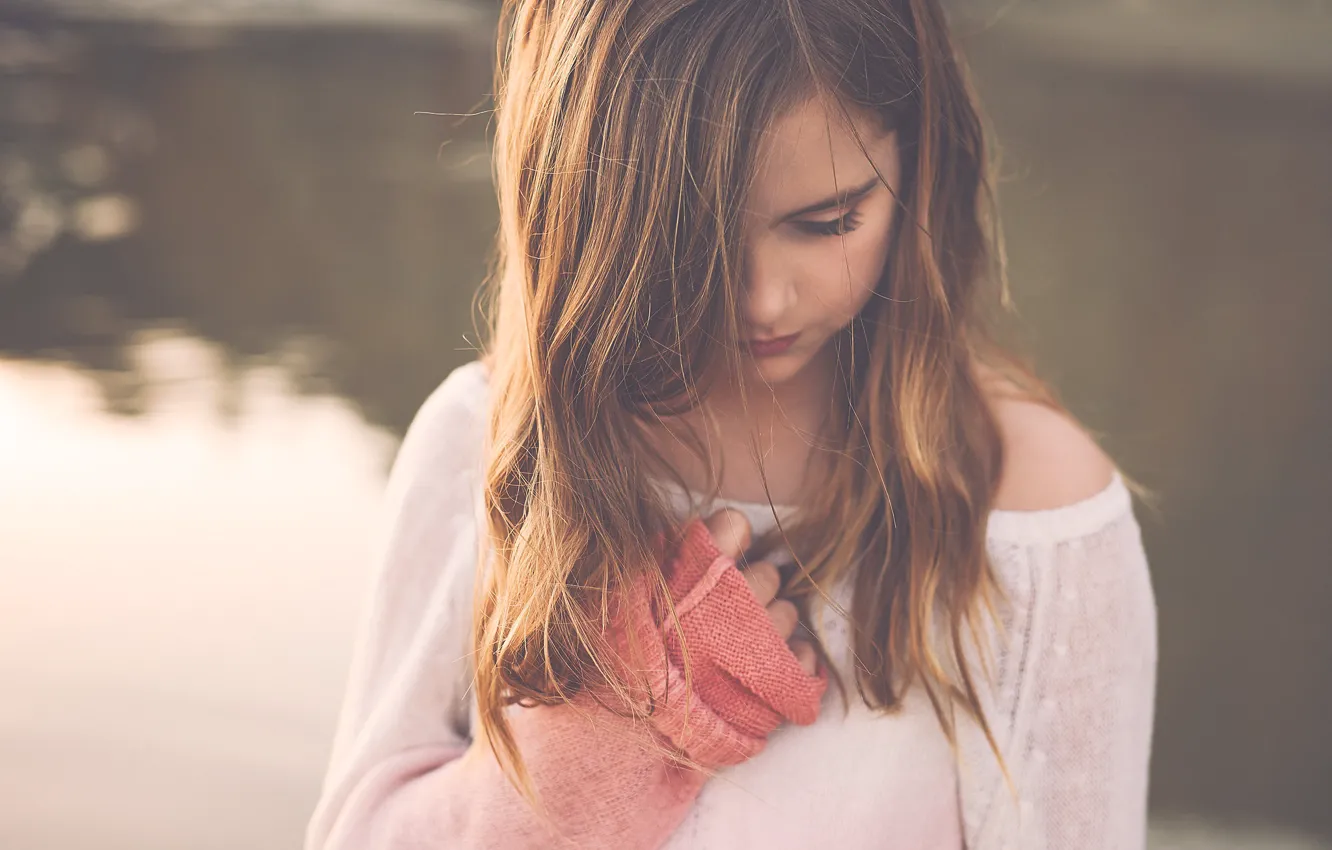 Photo wallpaper model, women, pond