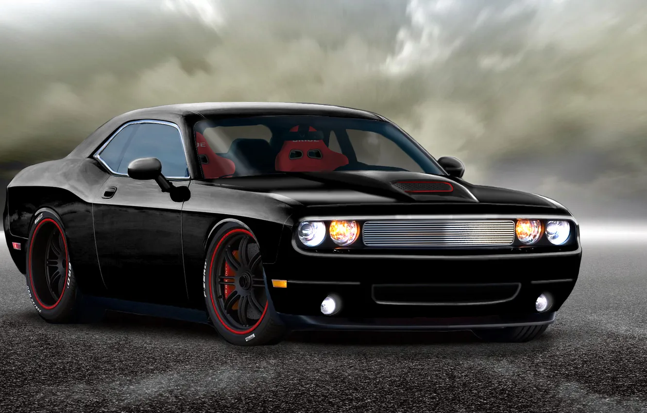 Photo wallpaper black, Dodge, Challenger, car, Dodge