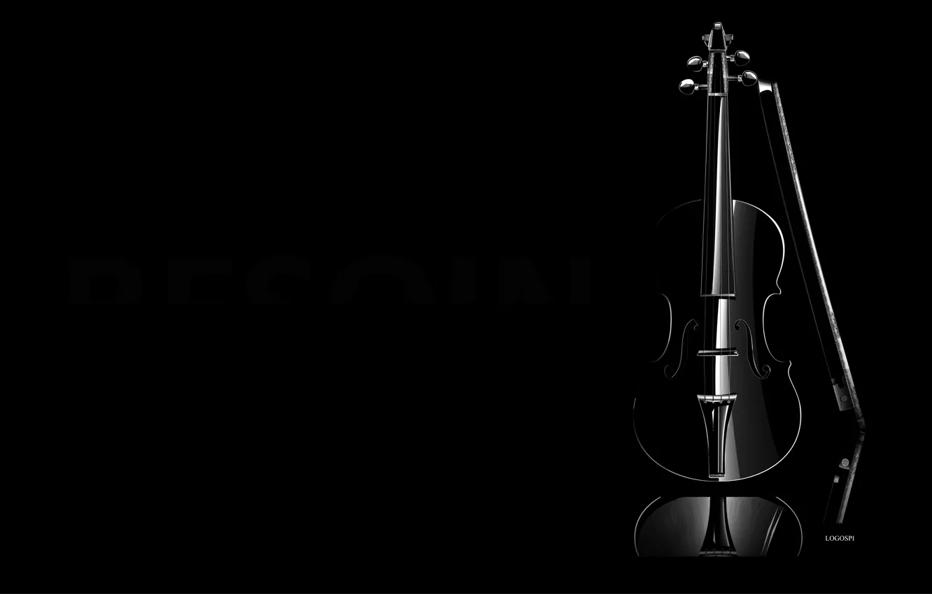 Photo wallpaper darkness, background, black, violin, minimalism, musical instrument