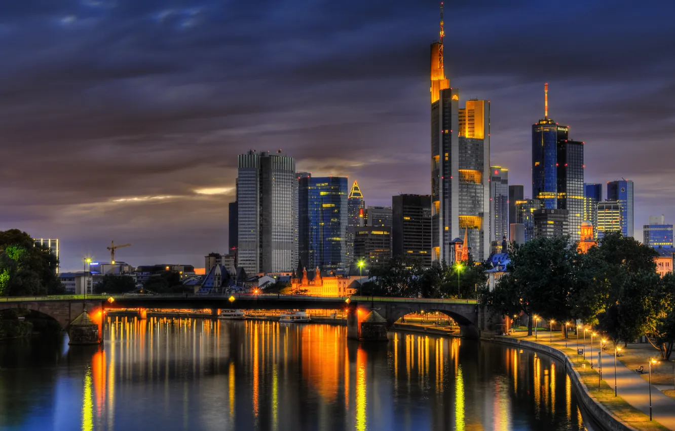 Photo wallpaper summer, the sky, clouds, dawn, Germany, Frankfurt am main