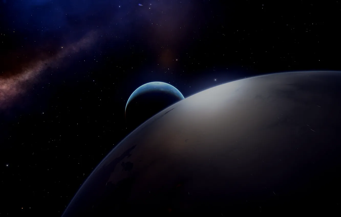 Photo wallpaper space, stars, surface, the universe, planet