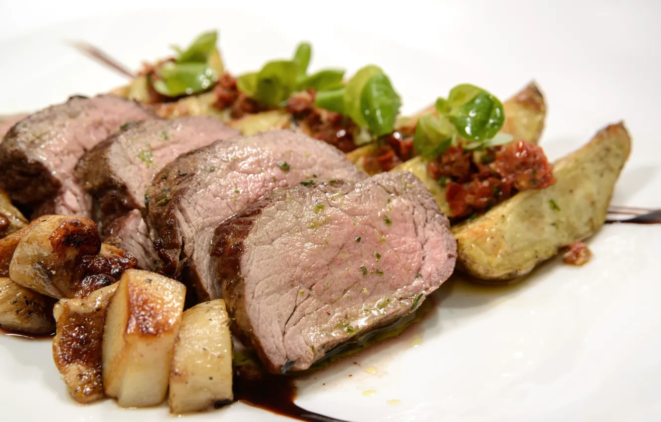 Photo wallpaper meat, potatoes, pork