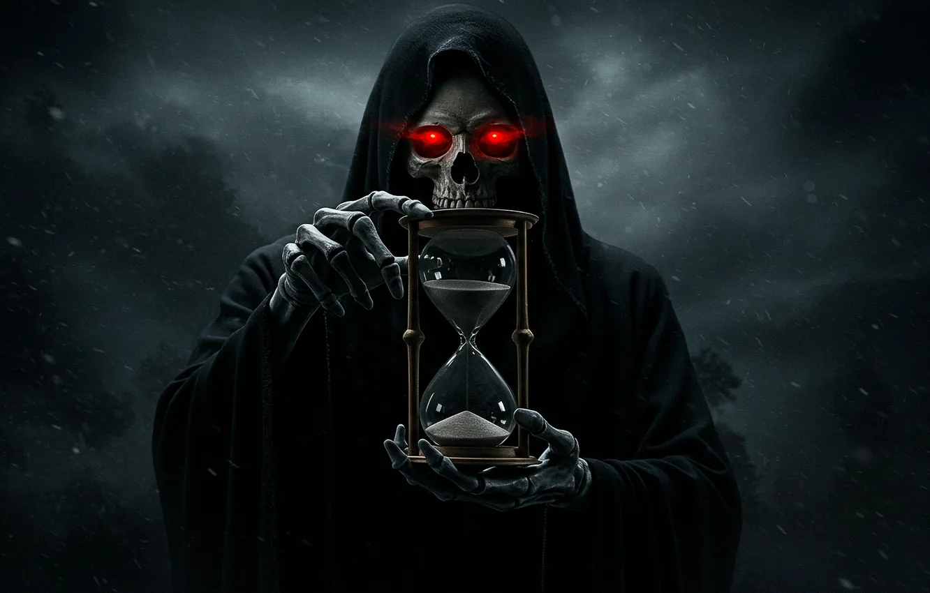 Photo wallpaper death, the darkness, art, wallpaper, hourglass, art, death, darkness