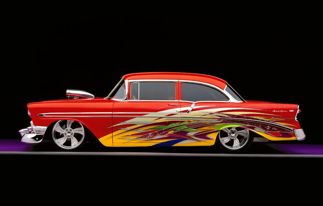 Photo wallpaper retro, tuning, Bel Air, Chevy, Custom, 1956