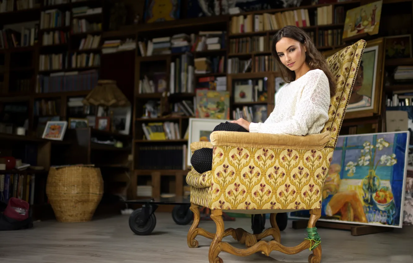 Photo wallpaper girl, chair, Alena