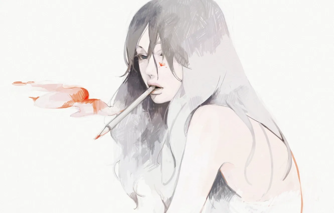 Photo wallpaper girl, figure, pencils, art, tae