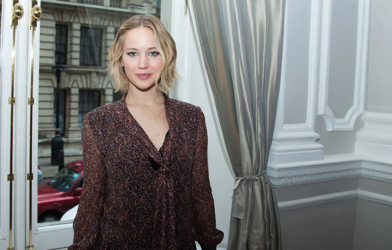 Photo wallpaper model, makeup, dress, actress, window, hairstyle, blonde, photographer