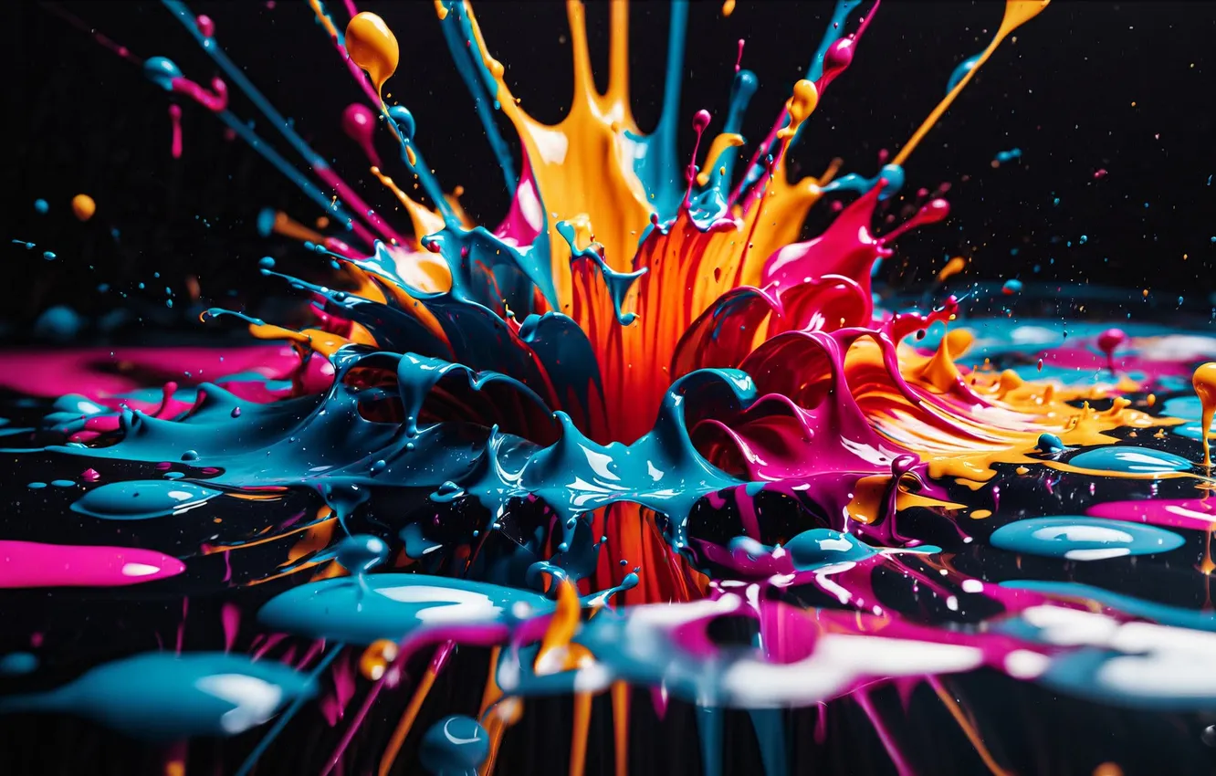 Photo wallpaper drops, squirt, paint, color