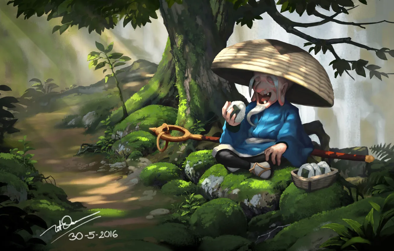 Photo wallpaper forest, stay, art, track, old man, Knife Le In, the sushi, Nicotine